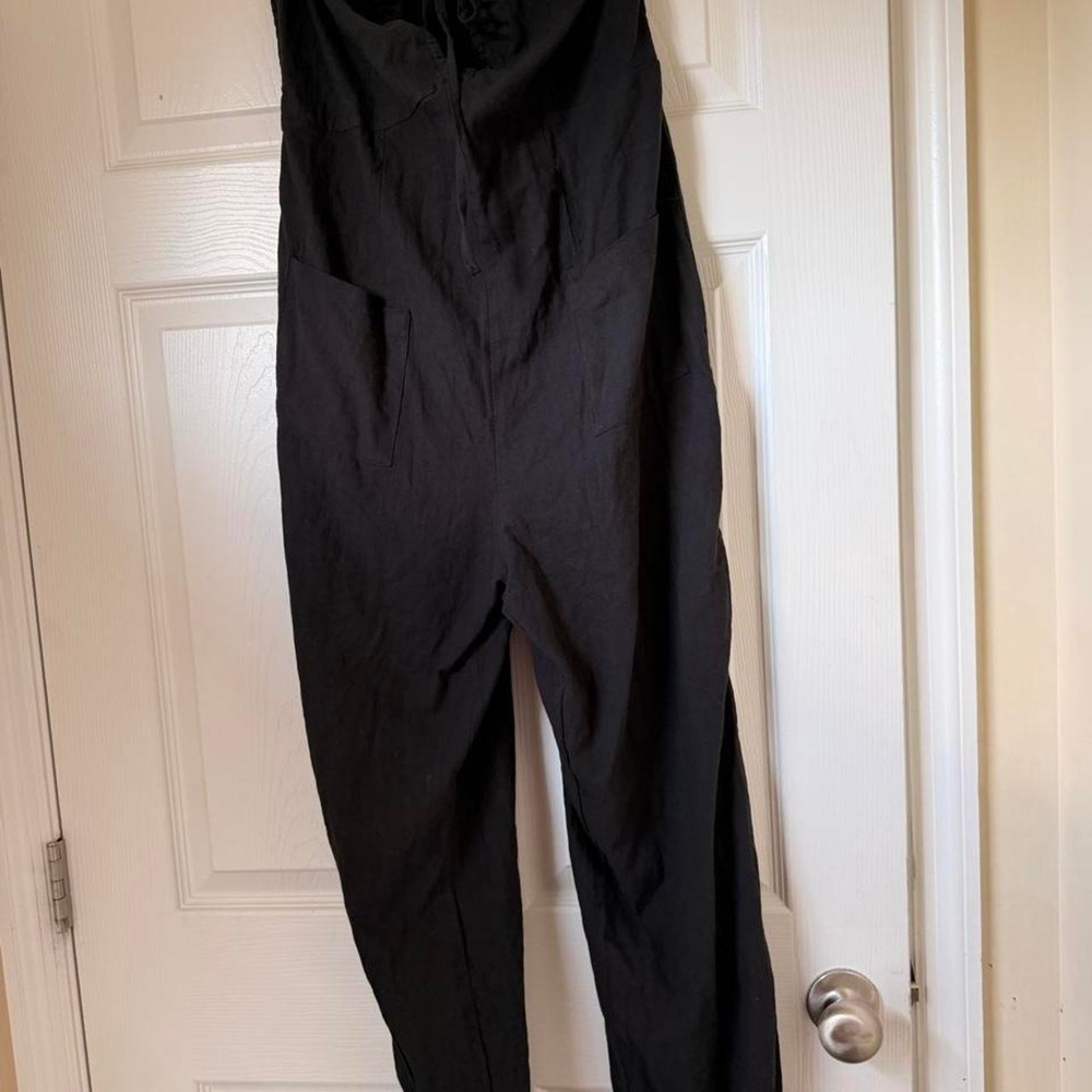 SHEIN SXY Black Strapless Smocked Bodice Jumpsuit Size L NWT